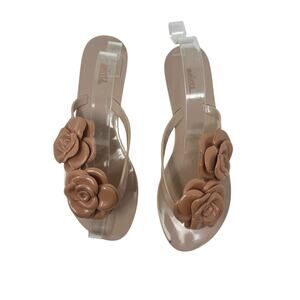 Melissa Harmonic‎ Garden Flowers Flip Flops Sandals Jelly Rubber Pink Size US 8